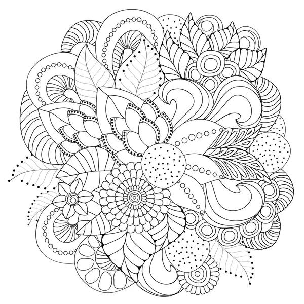 Stock vector doodle floral pattern. black and white — Stock Vector