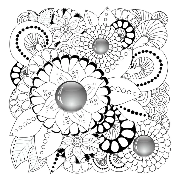 Estoque padrão doodle floral vetor. elemento decorativo — Vetor de Stock