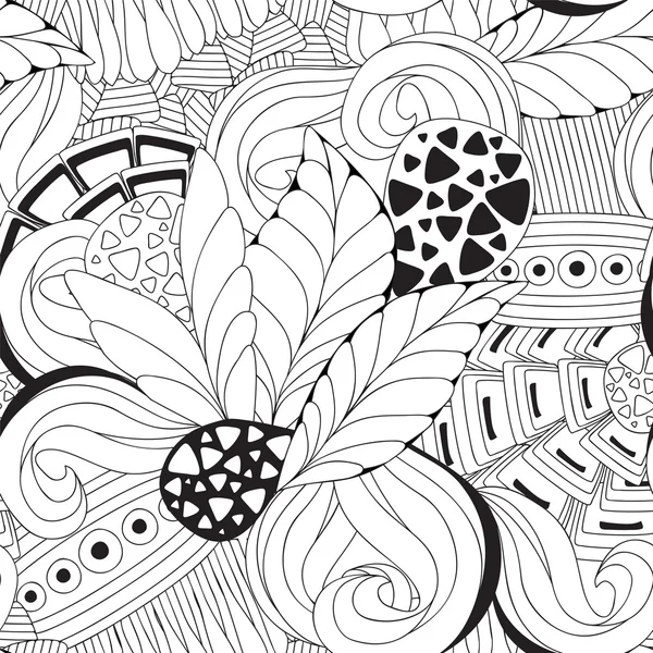 株式ベクトル花のシームレスな落書きのパターン。装飾的な要素 — ストックベクタ