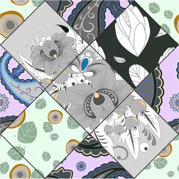 Estoque vetor floral sem costura doodle padrão. elemento decorativo —  Vetores de Stock