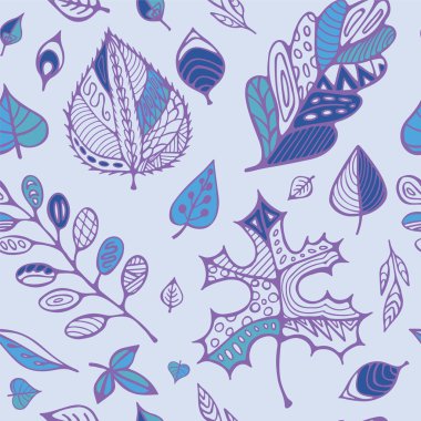 yaprak stok vektör el çizim seti.dikişsiz doodle desen