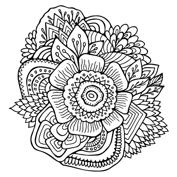 Stock vectoriel motif abstrait avec des fleurs et des vagues. dessin à la main — Image vectorielle