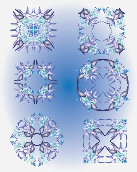 Six snowflakes — Stock Vector