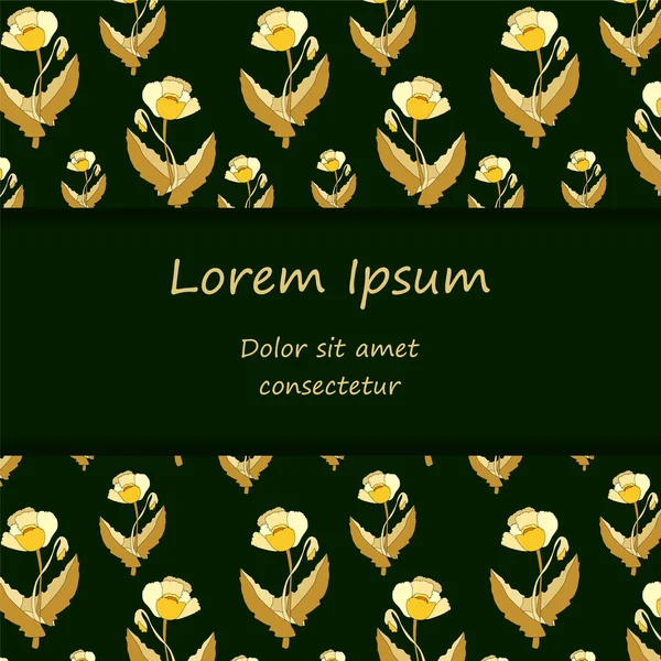 Tarjeta. cartel, plantilla de folleto con flor de amapola de oro. russien — Vector de stock