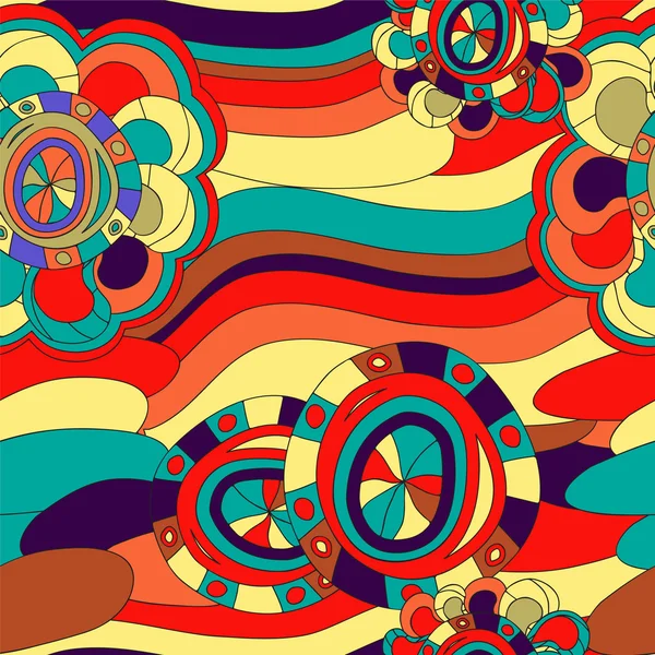 Naadloze patroon met abstracte bloem en Golf. vector illustrat — Stockvector
