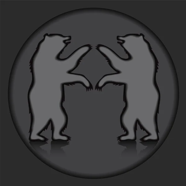 Dois ursos silhueta no fundo cinzento. ilustração vetorial — Vetor de Stock