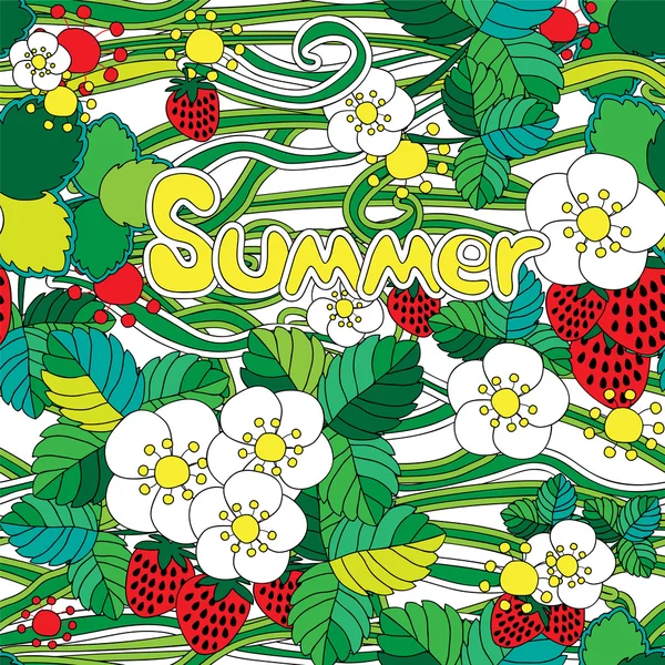 イチゴと seeamless 夏パターン。ベクトル図 — ストックベクタ
