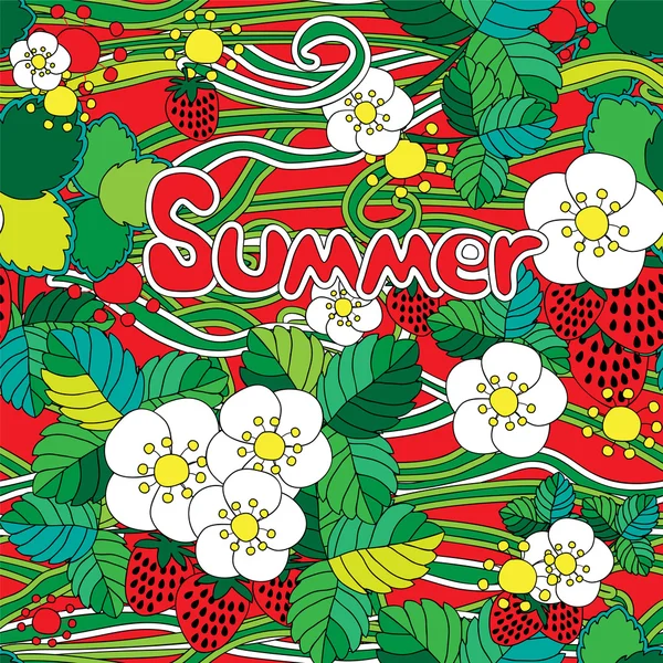 Padrão de verão sem fermento com morangos. ilustração vetorial — Vetor de Stock
