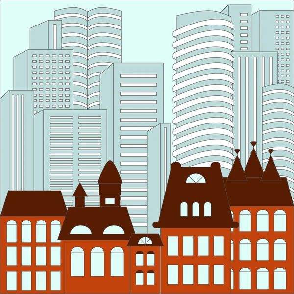  city. modern and old building background. stock vector