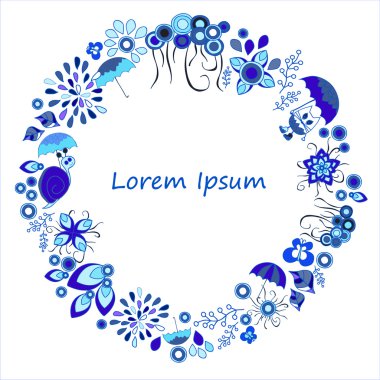 card. poster, brochure template with cat, snail, sun, rain and f