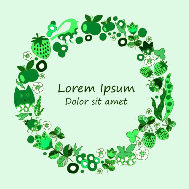 kartı. afiş, broşür şablonu kedi, elma ve çiçek.