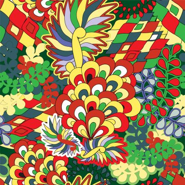 vektör sorunsuz soyut doodle çiçek ve dalga deseni