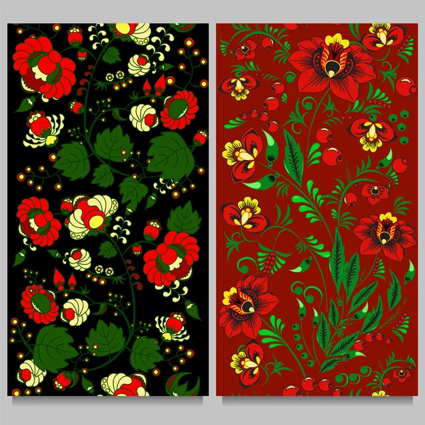 Two seamless floral pattern. russian or slavs design. stock vect — Stock Vector