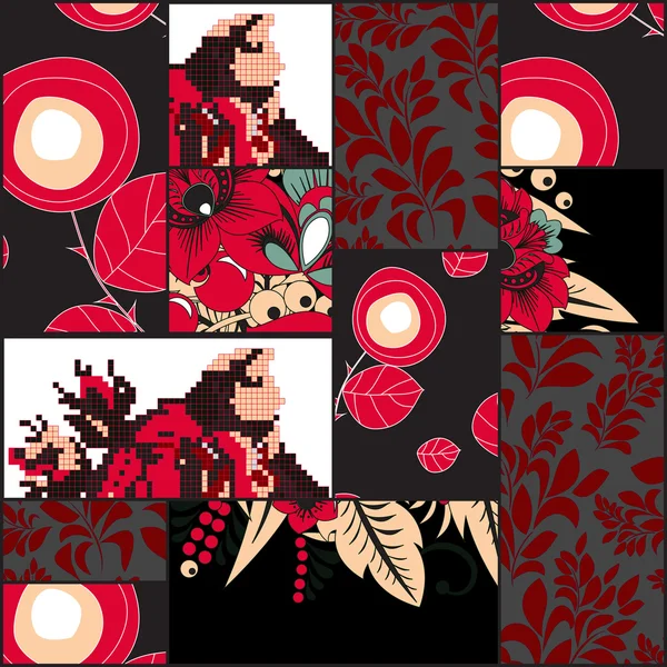 Vector seamless patchwork pattern. oriental or russian design — Stock Vector