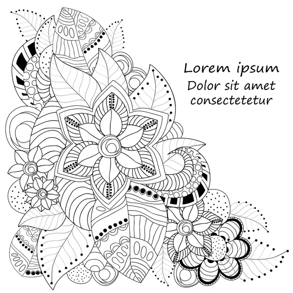 Vektoren abstrahieren Doodle-Blume und Wellenmuster. Kartenvorlage — Stockvektor