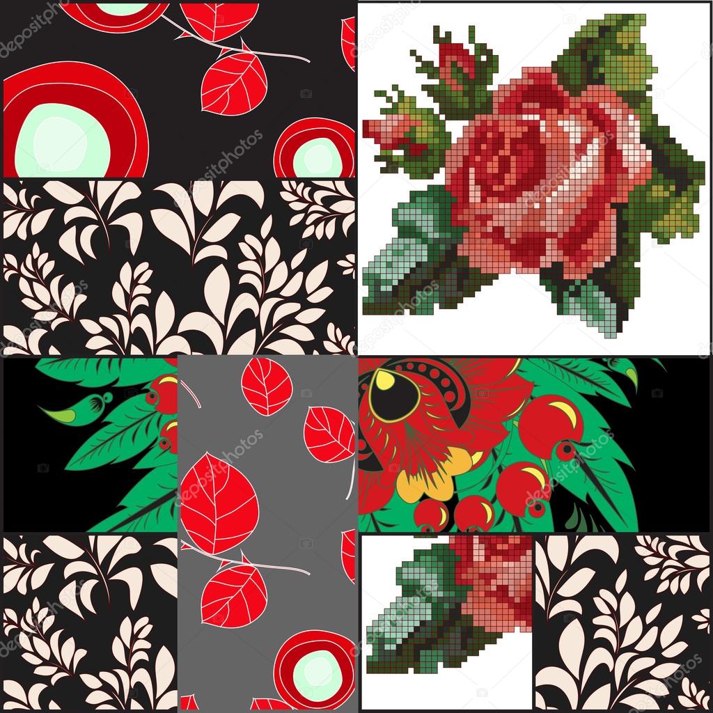 vector seamless patchwork pattern. oriental or russian design