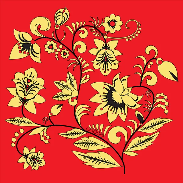 Russia tradicional ou orientar padrão de flores. ilustração vetorial — Vetor de Stock