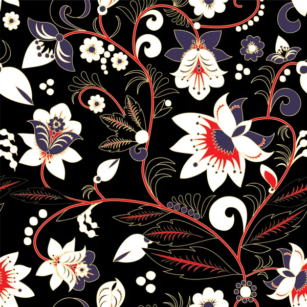 Nahtlose traditionelle russische oder orientalische Blumenmuster. Vektorkrank — Stockvektor