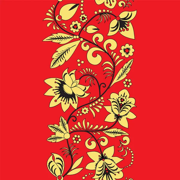 Russie traditionnelle ou motif de fleurs orientales. Frontière. vecteur illu — Image vectorielle