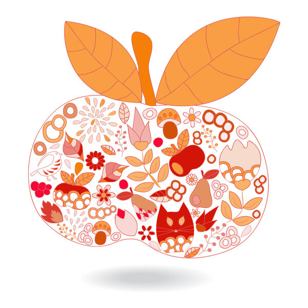 isolated abstract doole apple. vector illustration. autumn backg