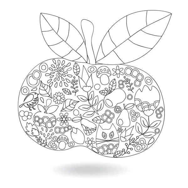 Manzana doole abstracta aislada. ilustración vectorial. retroceso de otoño — Archivo Imágenes Vectoriales