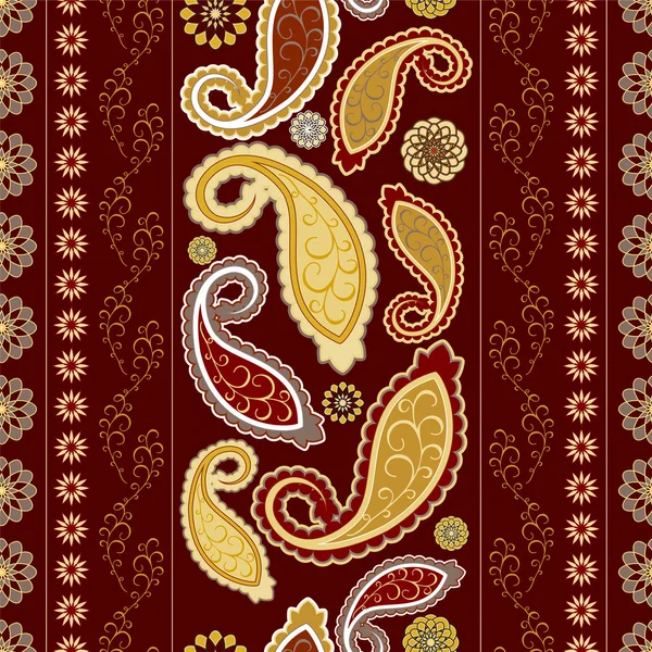 Vector de stock patrón de garabato oriental floral sin costuras. frontera — Archivo Imágenes Vectoriales