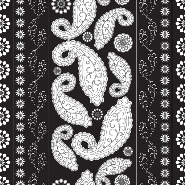 Vector de stock patrón de garabato oriental floral sin costuras. frontera — Archivo Imágenes Vectoriales