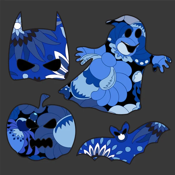 Yarasa, hayalet, kabak ile halloween simgelerin ayarlayın. vektör illustra