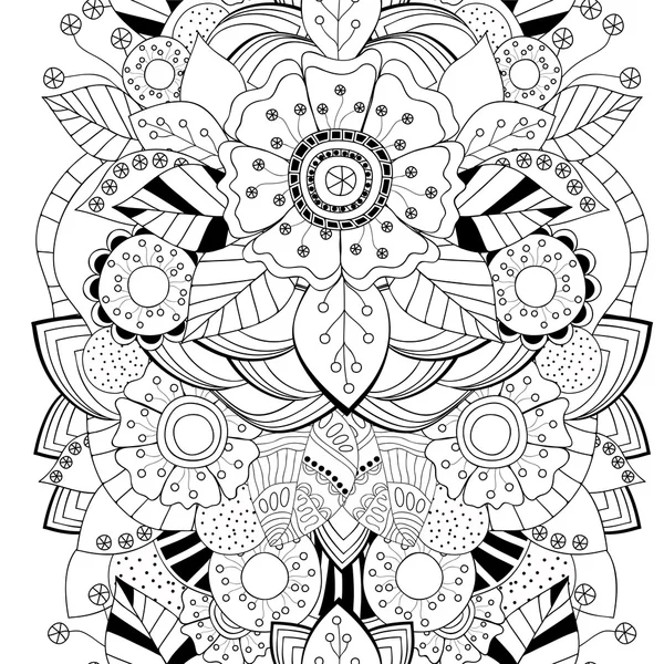 Vecteur de stock motif de gribouillage floral noir et blanc sans couture. bor — Image vectorielle