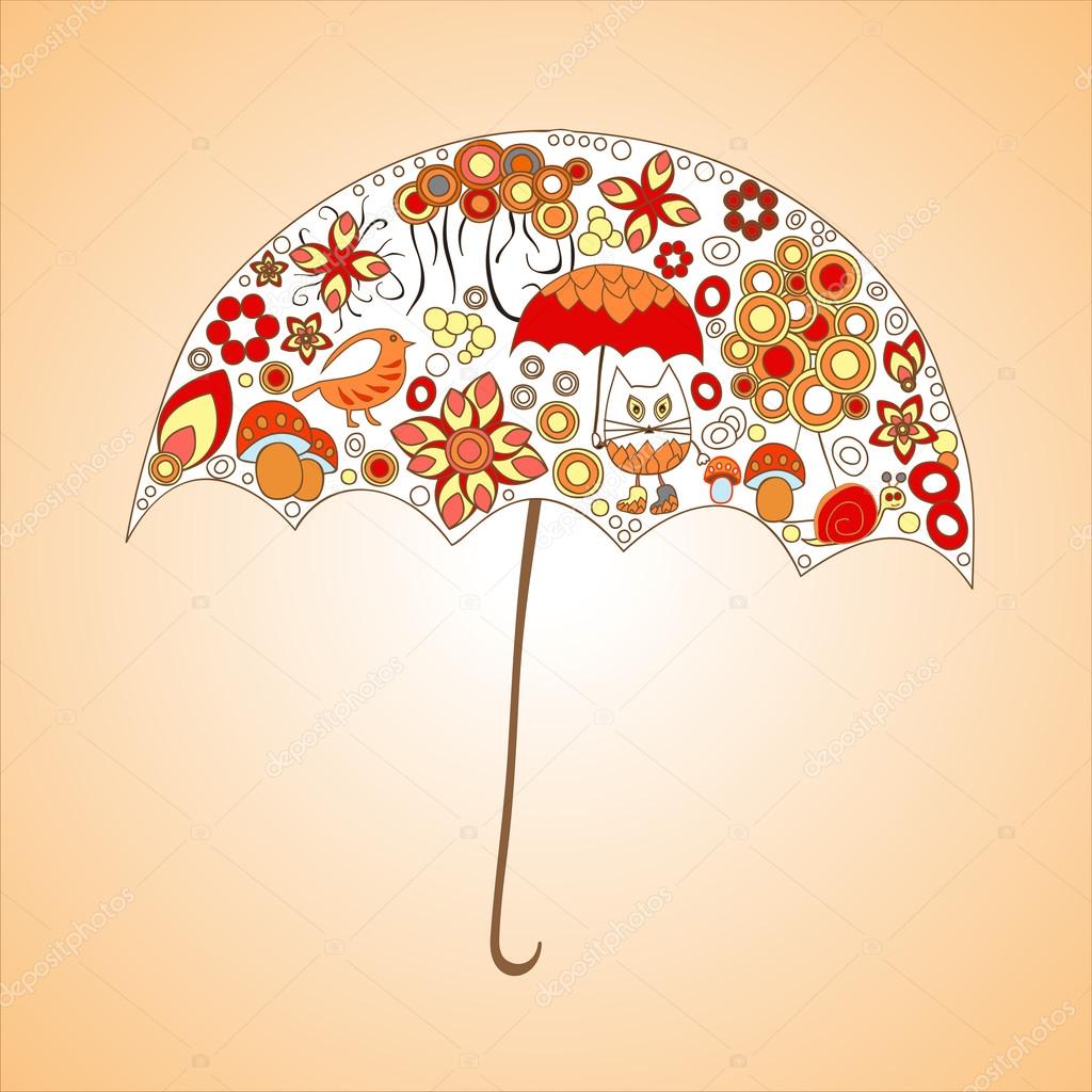 autumn background. isolated art umbrella. stock vector illustra