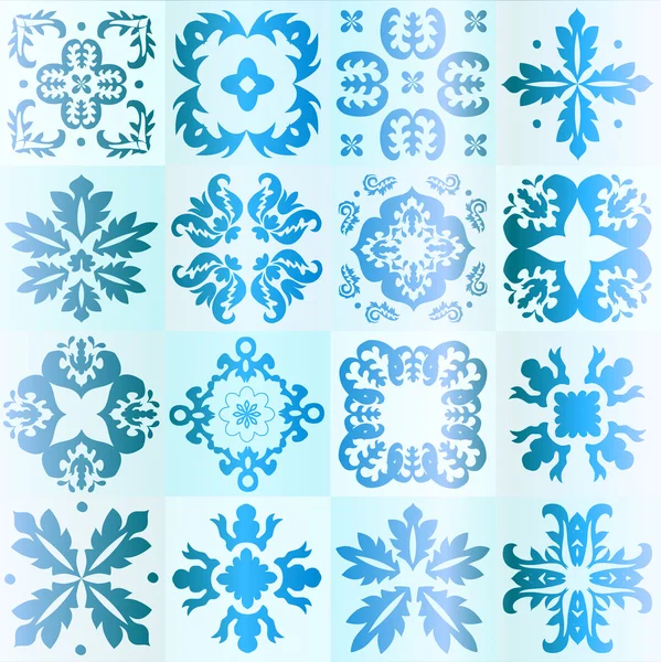 Sömlös blå mönster Majolika, arabiska, indiska, Armenien. beståndet v — Stock vektor