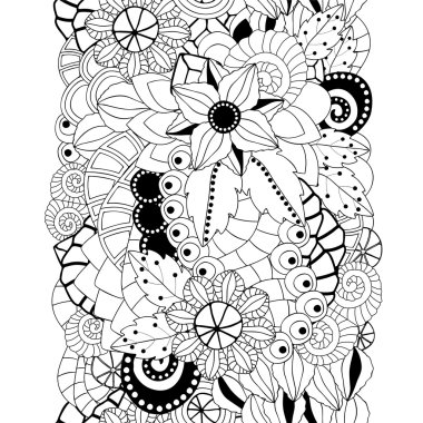 hisse senedi vektör sorunsuz çiçek siyah beyaz doodle desen.