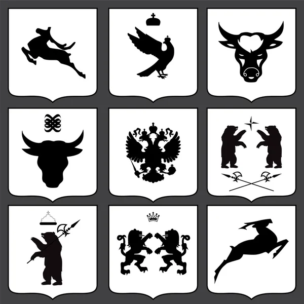Set di etichette con silhouette animale nera — Vettoriale Stock