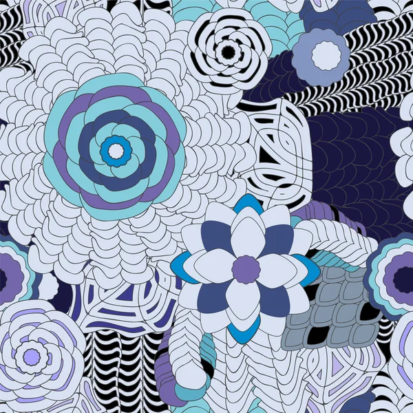 Vector αποθέματος άνευ ραφής floral πολύχρωμο doodle μοτίβο. — Διανυσματικό Αρχείο