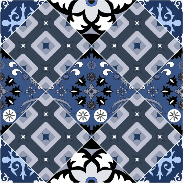 Modèle de patchwork sans couture vectoriel. design oriental ou russe — Image vectorielle