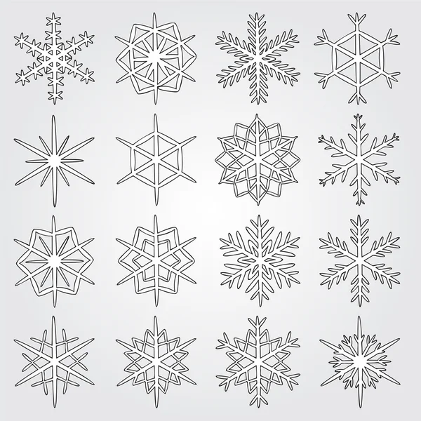 Conjunto de copos de nieve vector. copos de nieve icono . — Vector de stock