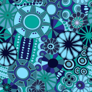 hisse senedi vektör sorunsuz çiçek mavi doodle desen.