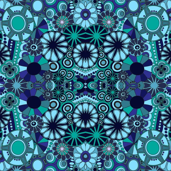 Voorraad vector naadloze floral blue doodle patroon. — Stockvector