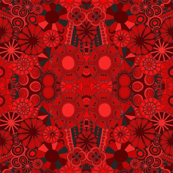 Lager vektor sömlös blommig röd doodle mönster. — Stock vektor
