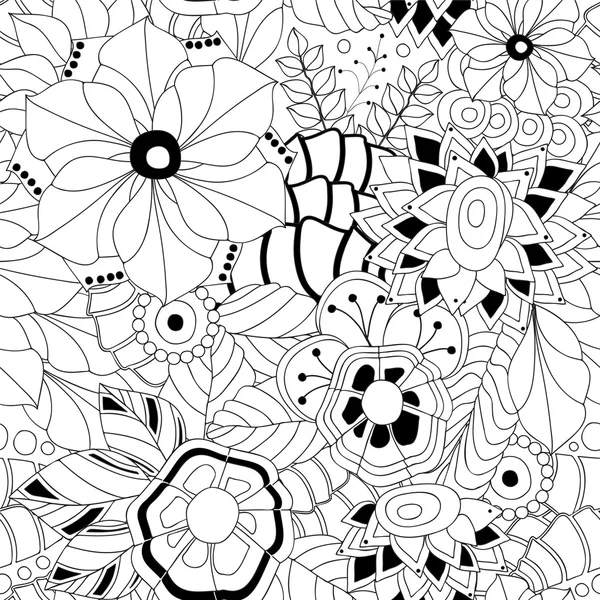 Vecteur de stock motif de doodle floral sans couture . — Image vectorielle