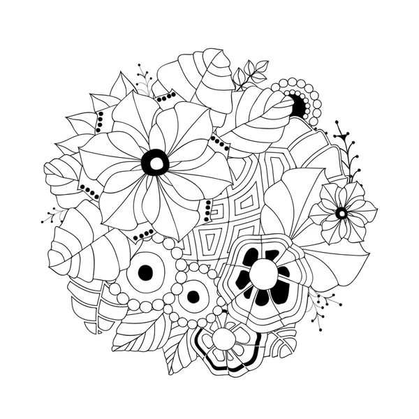 Estoque vetor círculo floral doodle padrão . —  Vetores de Stock