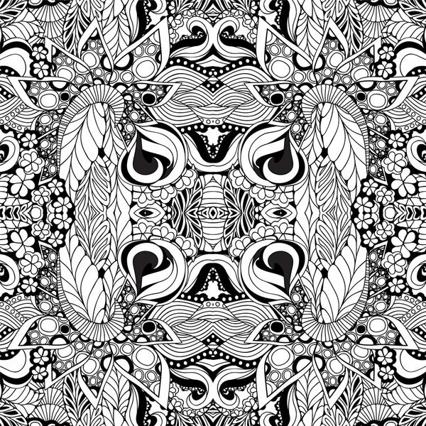 Aktienvektor nahtloses florales Doodle-Kaleidoskop-Muster. — Stockvektor