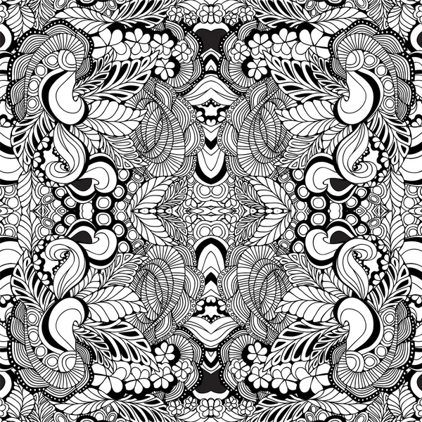 Aktienvektor nahtloses florales Doodle-Kaleidoskop-Muster. — Stockvektor