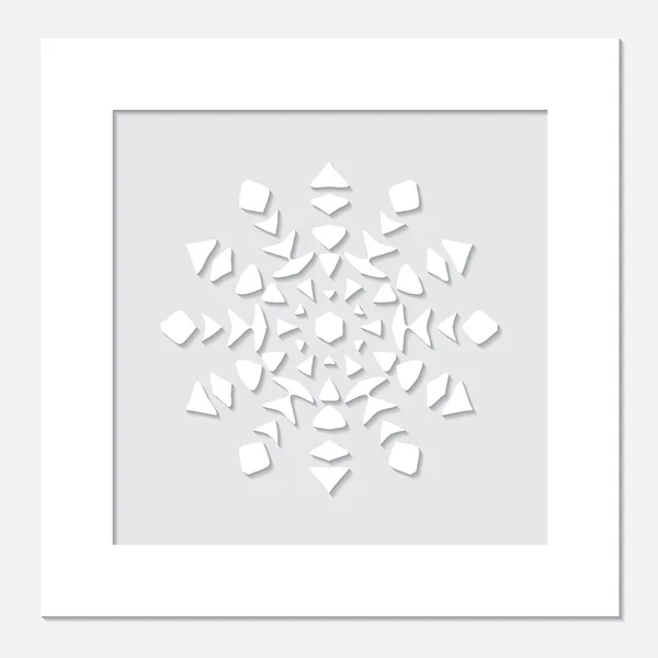 Vector de stock marco blanco con copos de nieve en el fondo gris . — Vector de stock