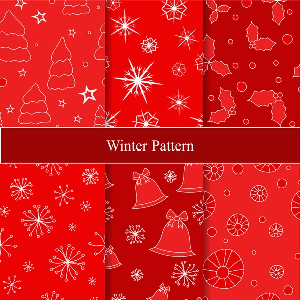 Uppsättning av sömlösa vintern bakgrund. Christmas mönster — Stock vektor