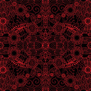 hisse senedi vektör sorunsuz doodle kırmızı dalga deseni.