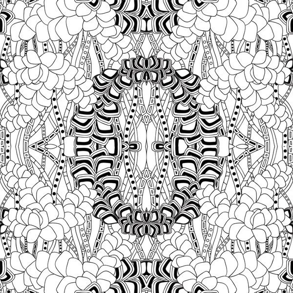 Stock vector seamless doodle pattern. black and white — Stock Vector