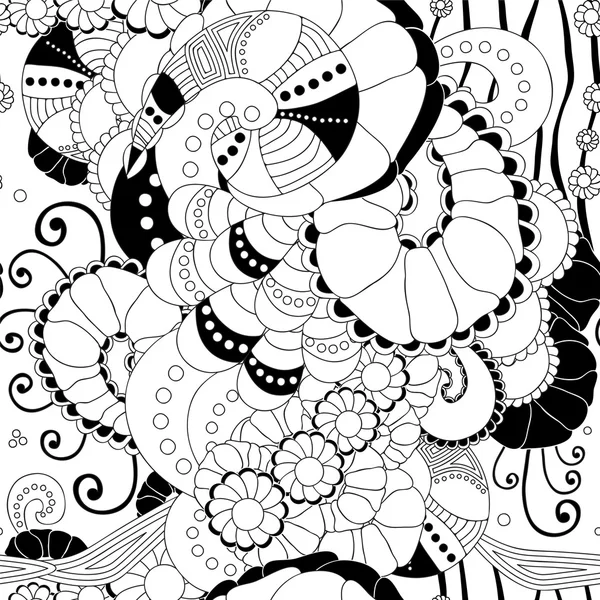 Stock vector seamless doodle pattern. black and white — Stock Vector