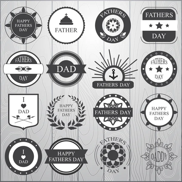 Stock vector set of label for fathers day on the wood background — Stock Vector