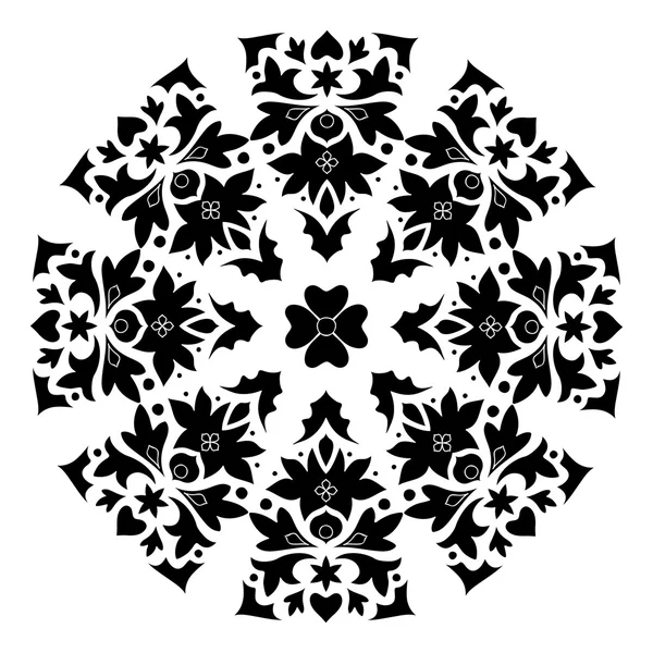Wektor orient kwiatowy wzór, czarno-biały — Wektor stockowy